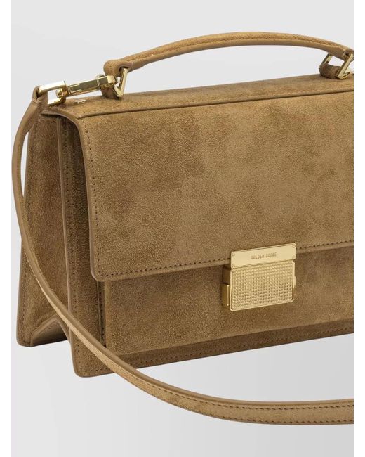 Golden Goose Deluxe Brand Natural Venezia Suede Crossbody Bag Top Handle