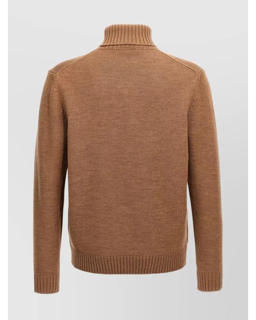 Zanone Brown Virgin Wool Turtleneck Jumper for men