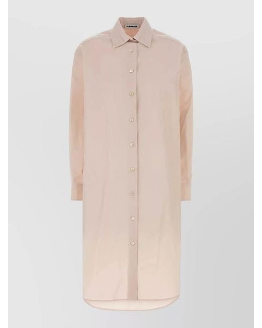 Jil Sander Natural Poplin Shirt Dress Longline Design