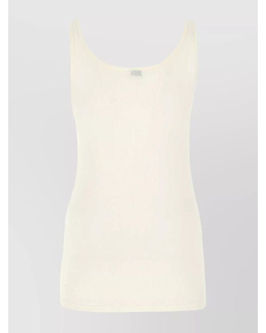 Saint Laurent Natural Ribbed Scoop Neck Tank Top
