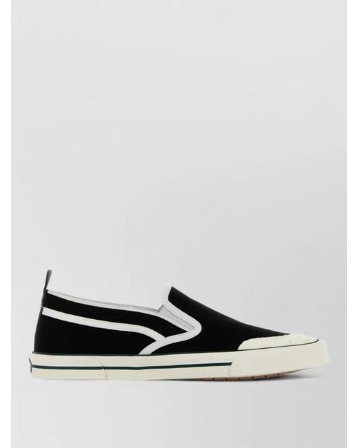 Gucci White Canvas Slip On Sneakers Contrast Trim Sole for men
