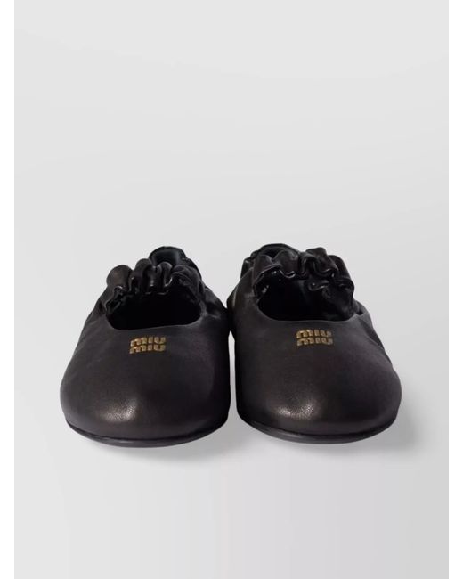 Miu Miu Black Leather Ballerina Flats