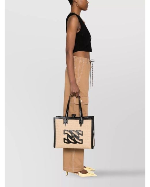 Casadei Natural Raffia Tote Bag