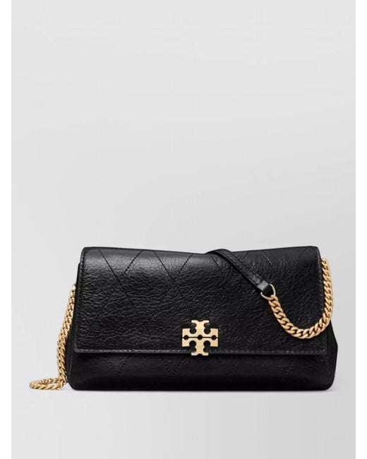Tory Burch Black Charlie Quilted Leather Chain Shoulder Wallet