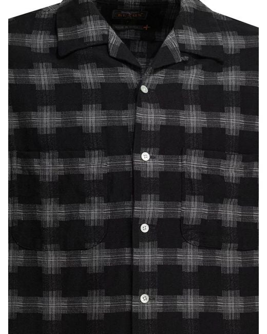 Beams Plus Black Long Sleeve Checked Shirt Chest Pockets for men