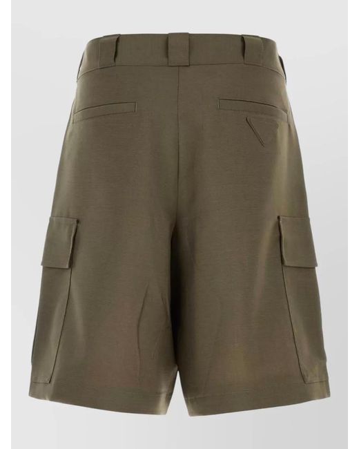 Prada Green Mohair Cargo Bermuda Shorts for men