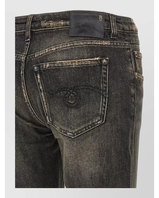 R13 Gray Straight Boy Jeans Belt Loops Design