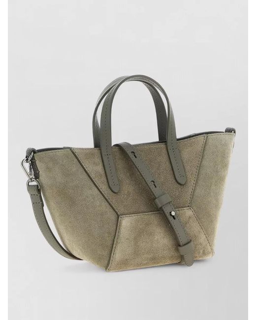 Brunello Cucinelli Natural Tote Bag Detachable Strap Suede Finish Handles