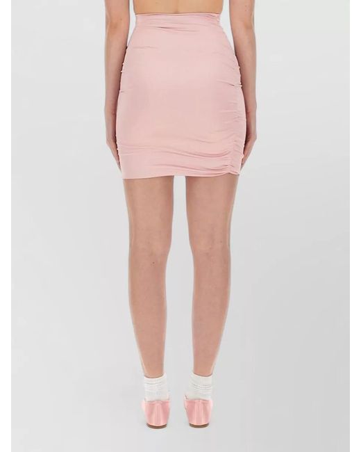 Fiorucci Pink High Waist Mini Skirt Ruched Stretch