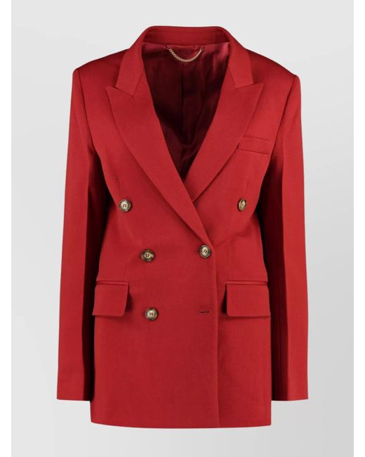 Victoria Beckham Double-Breasted Wool Blazer With Structured Shoulders