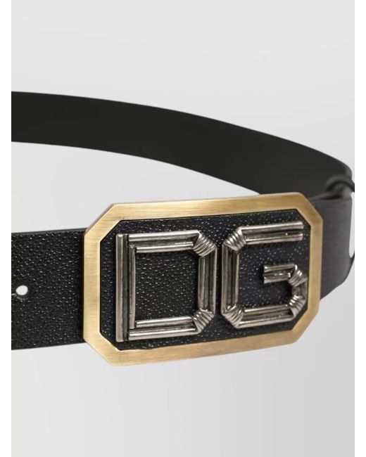 Dolce & Gabbana Gray Leather Belt Dg Logo Buckle for men