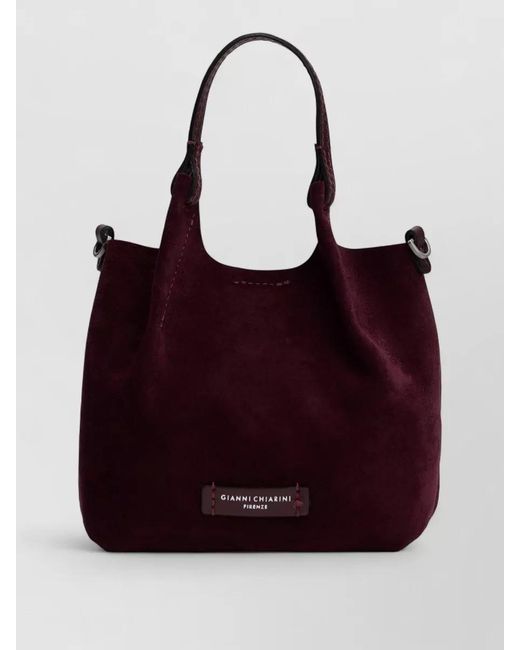 Gianni Chiarini Purple Suede Bucket Shoulder Bag Adjustable Strap