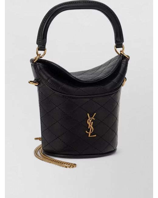 Saint Laurent Black Gaby Bucket Bag Lambskin Top Handle
