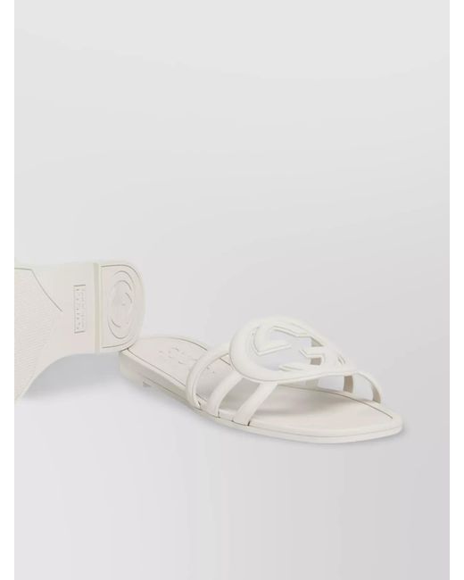 Gucci White Rubber Slide Sandals
