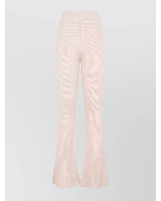Peserico Pink Ribbed Knit Flared Trousers