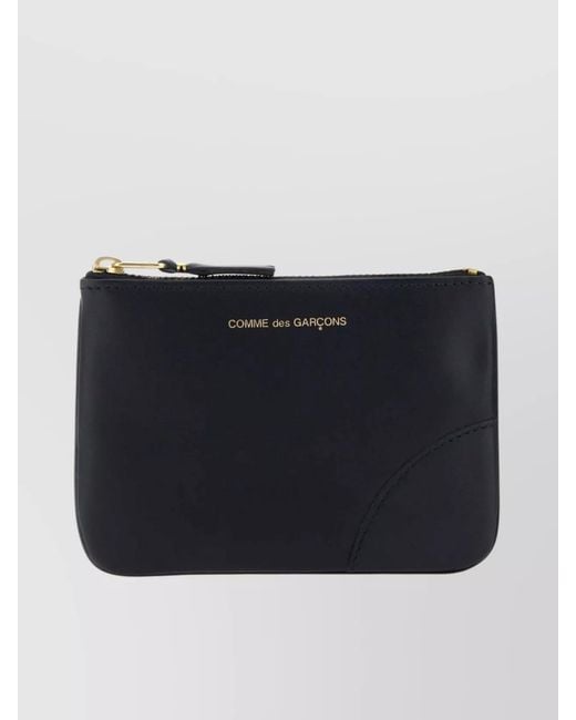 Comme des Garçons Black Leather Coin Case With Logo And Zip for men