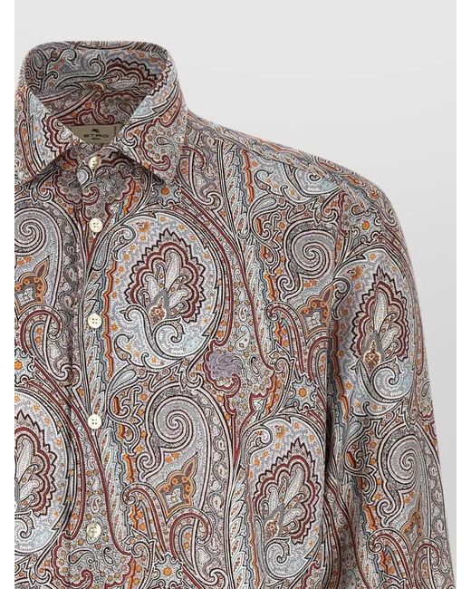 Etro Multicolor Floral Paisley Cotton Shirt for men