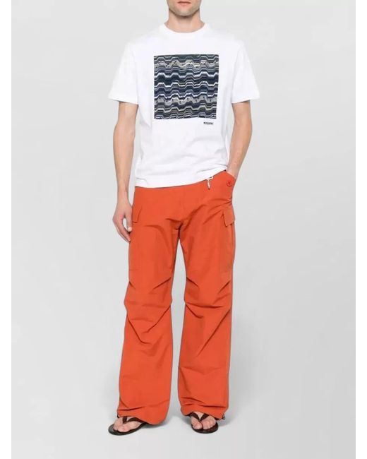 Missoni White Zigzag Print Crew Neck Short Sleeve T-Shirt for men