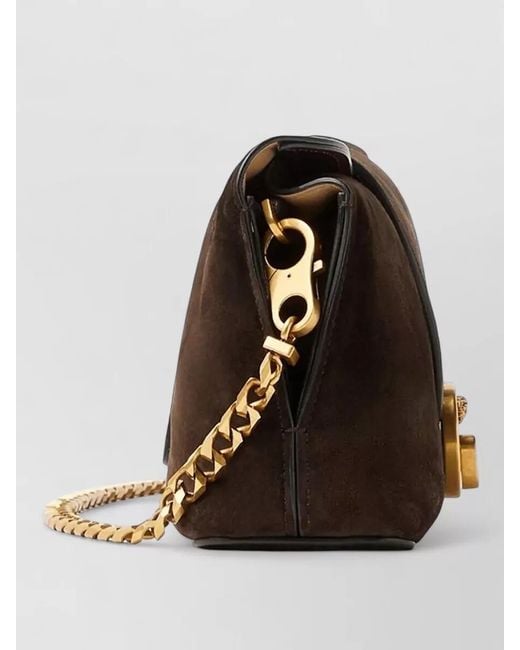 Versace Gray Calf Leather Shoulder Clutch Chain Strap