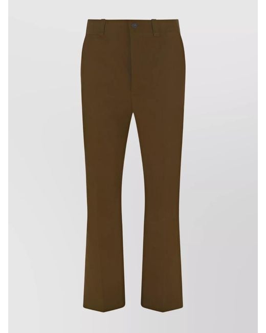 Saint Laurent Natural Cotton Straight-Leg Trousers
