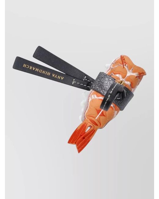 Anya Hindmarch White Lobster Leather Strap Keyring Hardware
