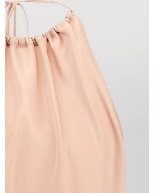 Pinko Pink Satin Gathered Halterneck Sleeveless Blouse