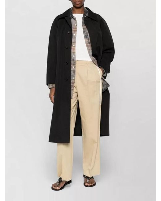 DUNST Black Cotton Blend Coat Long Cut Buttons