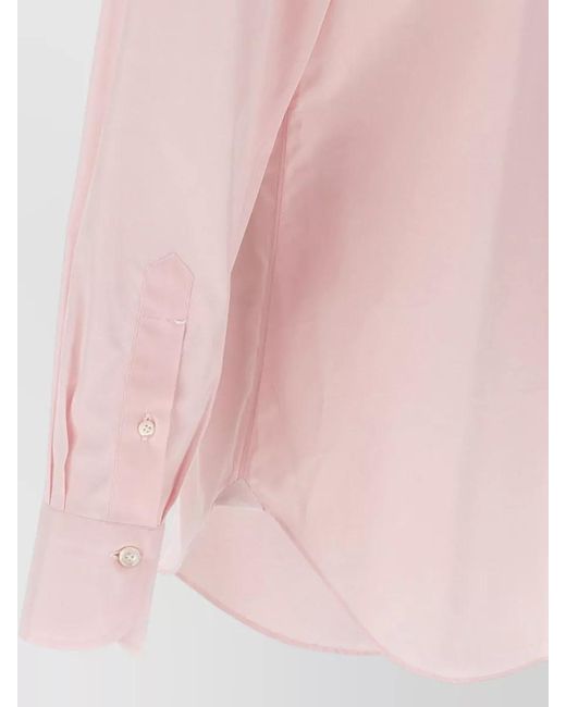 Finamore 1925 Pink Napoli Shirt Button Cuffs Curved Hem for men