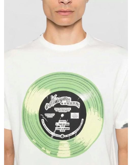KENZO Blue Graphic Cotton T Shirt Crew Neck for men