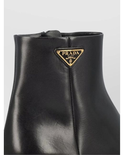 Prada Black Leather Ankle Boots