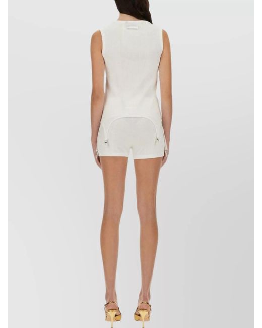 Jean Paul Gaultier White Cotton Ribbed Sleeveless Tank Top