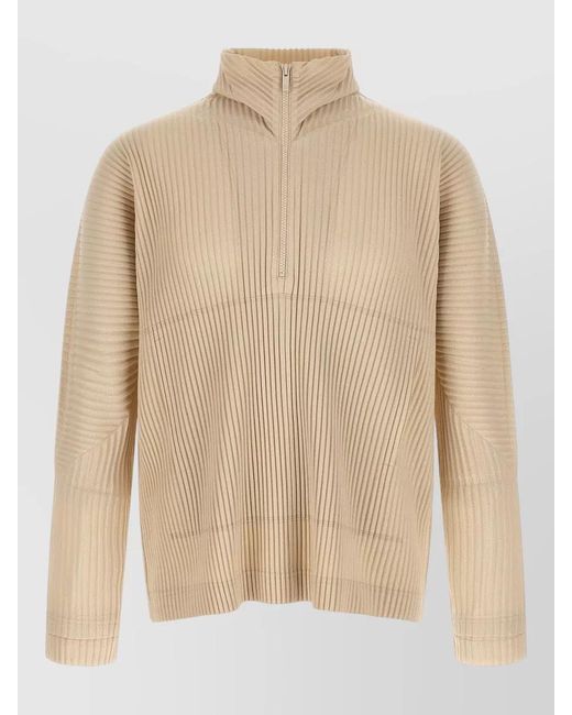 Homme Plissé Issey Miyake Natural March Edition Ribbed High Collar Jacket for men