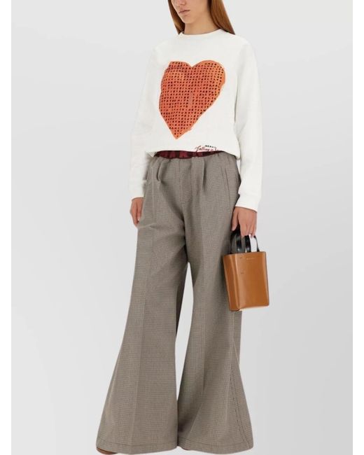 Marni Gray High-Rise Pleated Wide-Leg Trousers With Belt Loops