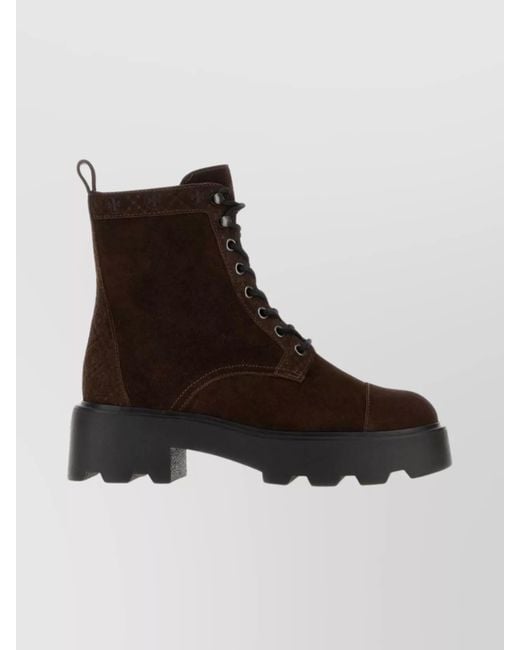 Tory Burch Brown Ankle Boots With Round Toe And Chunky Sole