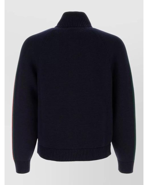 Gucci Blue Wool Textured-Knit Zip-Up Cardigan for men