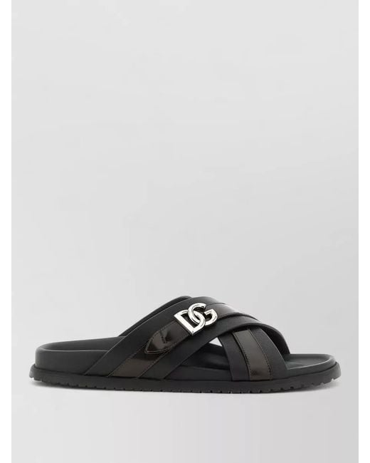 Dolce & Gabbana Black Dg Casual Sandals Cross Strap Flat for men