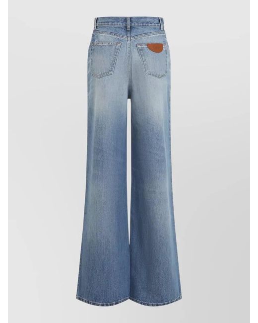 Chloé Blue Denim High-Rise Wide-Leg Jeans