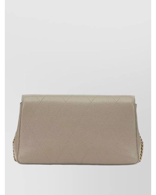 Tory Burch Natural Charlie Quilted Chain Strap Wallet