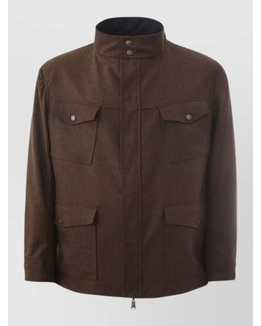 Lardini Brown Wool Single-Breasted Field Jacket for men