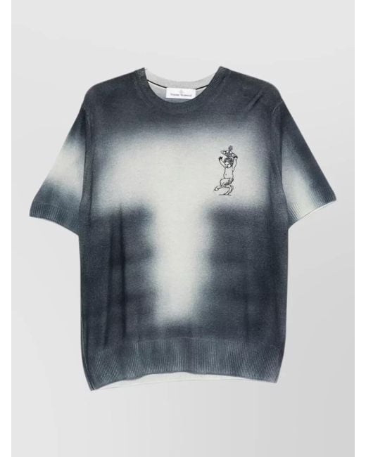 Vivienne Westwood Blue Wool Cashmere Graphic Print Short-Sleeve T-Shirt for men