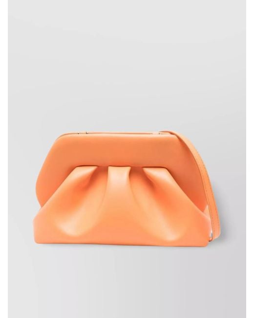 THEMOIRÈ Orange Vegan Leather Clutch Bag With Adjustable Strap