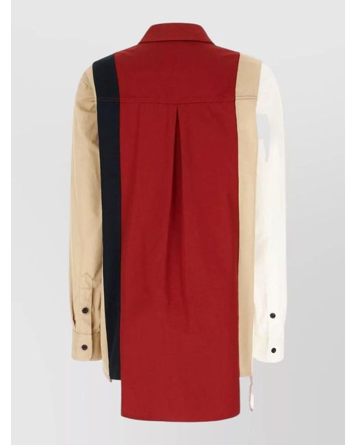 Seafarer Red Cotton Shirt Color Block Design
