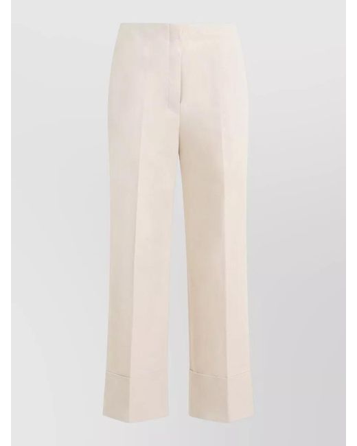Theory White Cotton Pants Tailored Cuffs Belt Loops