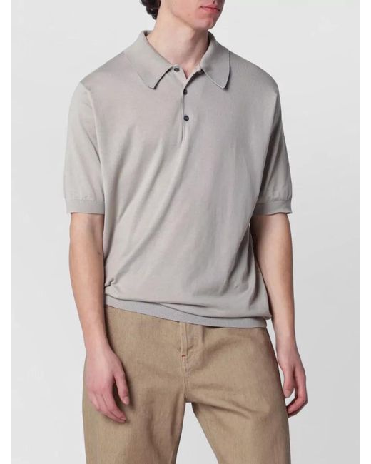 John Smedley Gray Shirt Polo Collar Short Sleeves Ribbed Cuffs for men