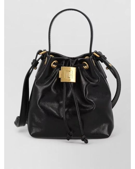 Balmain Black Bucket Bag Adjustable Strap Tone Hardware