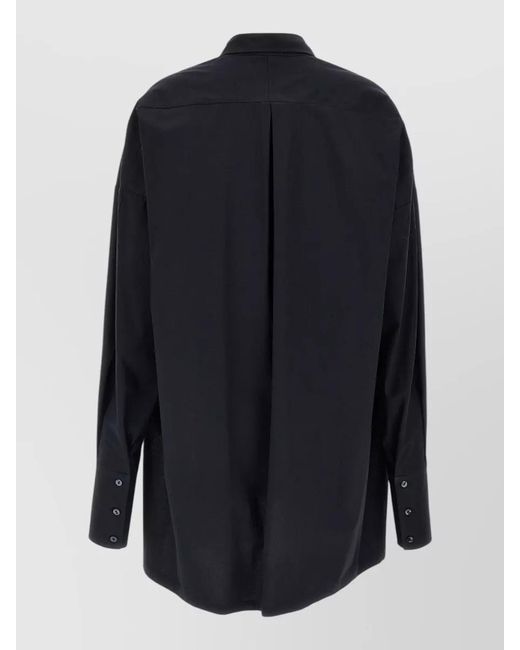 DI.LA3 PARI' Blue Cotton Shirt Collared Neck Longline Design