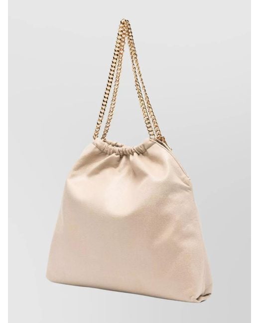 Stella McCartney Natural Falabella Medium Drawstring Crossbody Bag