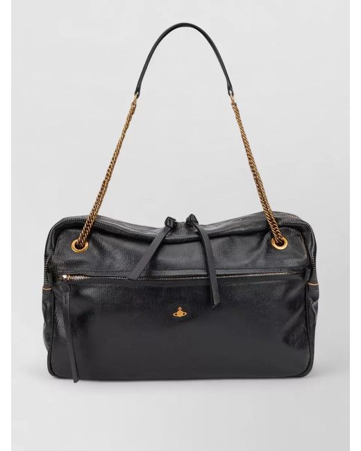 Vivienne Westwood Black Dolce Leather Tote Shoulder Bag