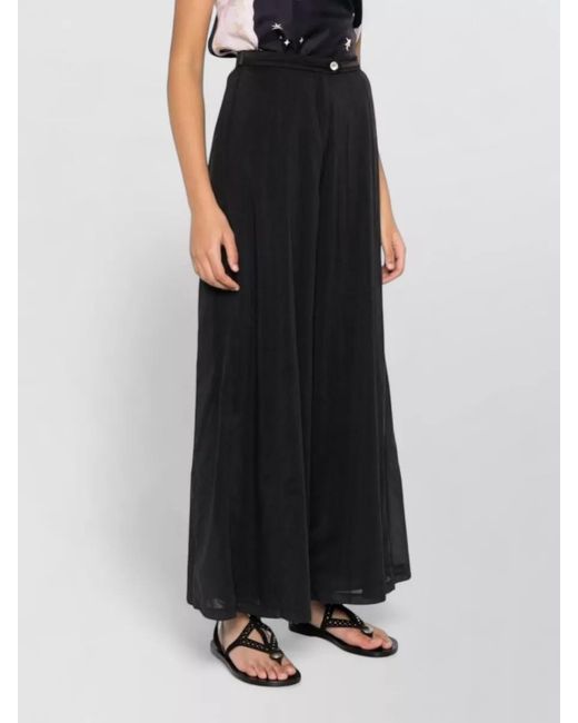 Forte_forte Black Voile Cotton Silk High Waist Trousers