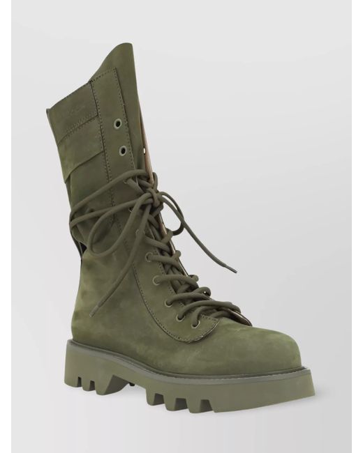 J.W. Anderson Green Bold Combat Ankle Boots With Lugged Sole